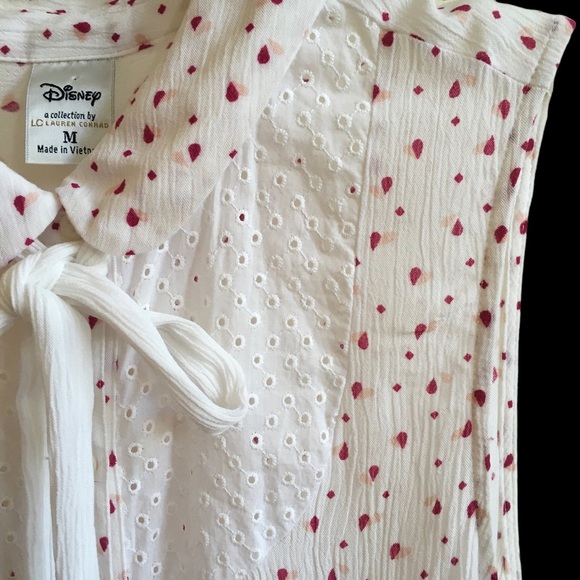 LC Lauren Conrad Disney Collection Red/Pink Teardrop Print Blouse Misses size M - Picture 4 of 5
